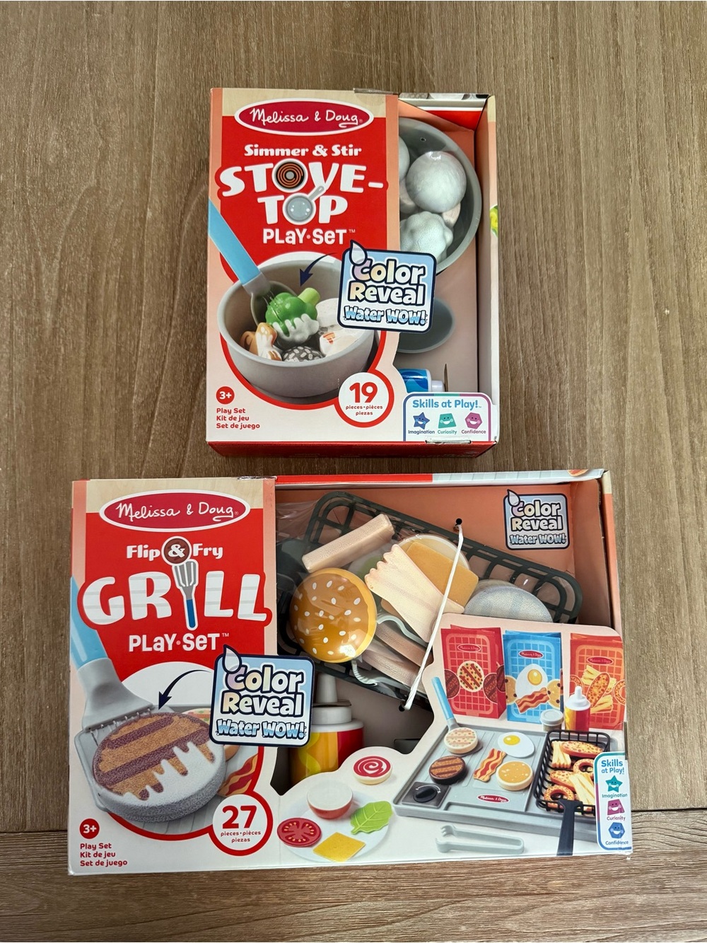 Melissa & Doug flip and fry grill set with simmer and stir stove top set NEW!